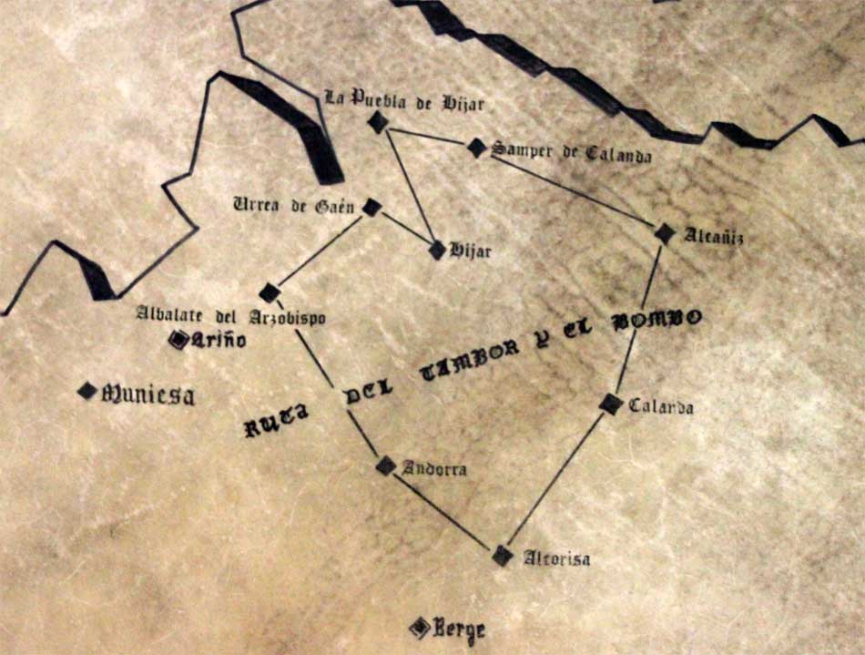 Plano de los pueblos de la ruta del Tambor